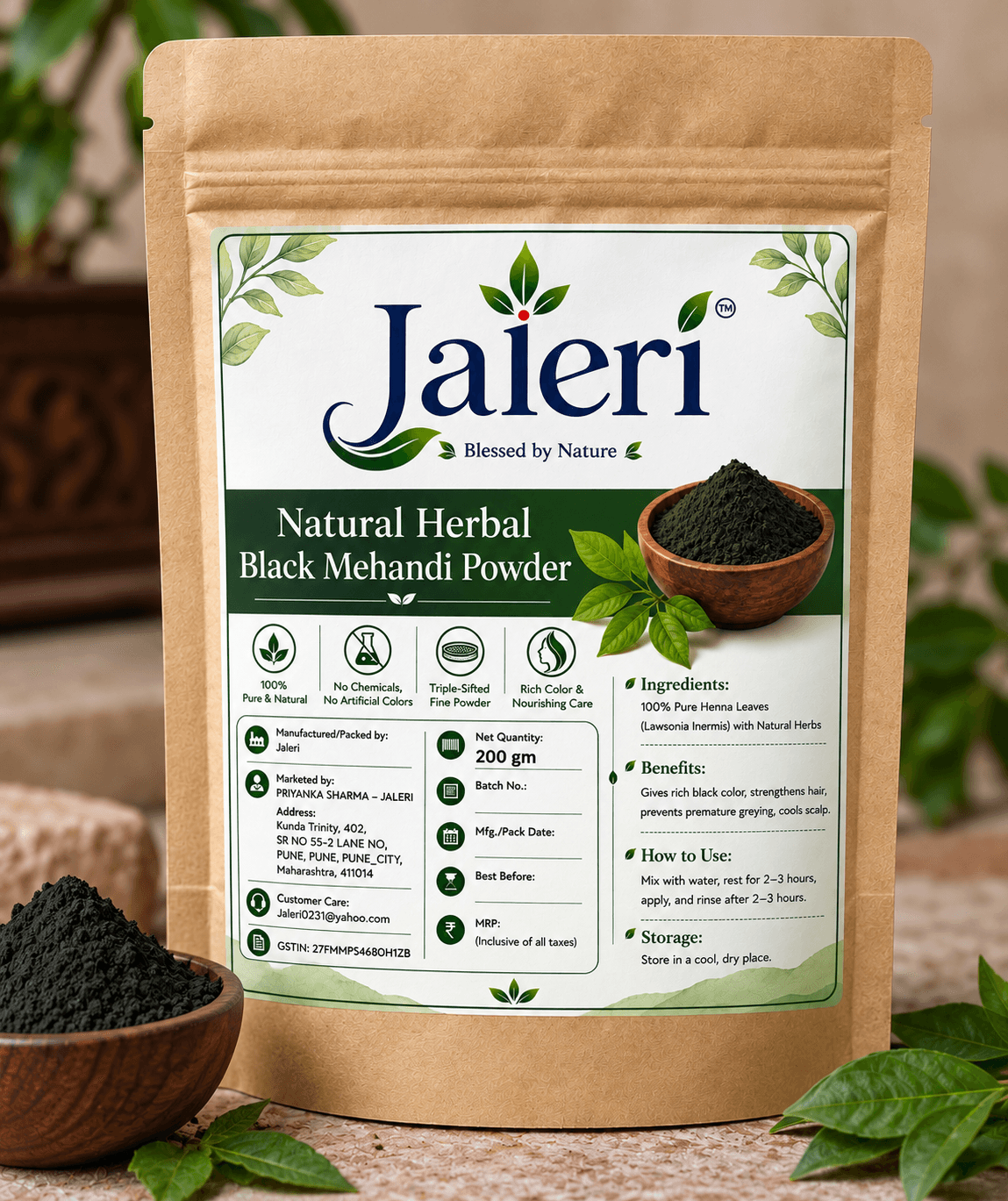 Herbal and Pure Black Mehandi Powder