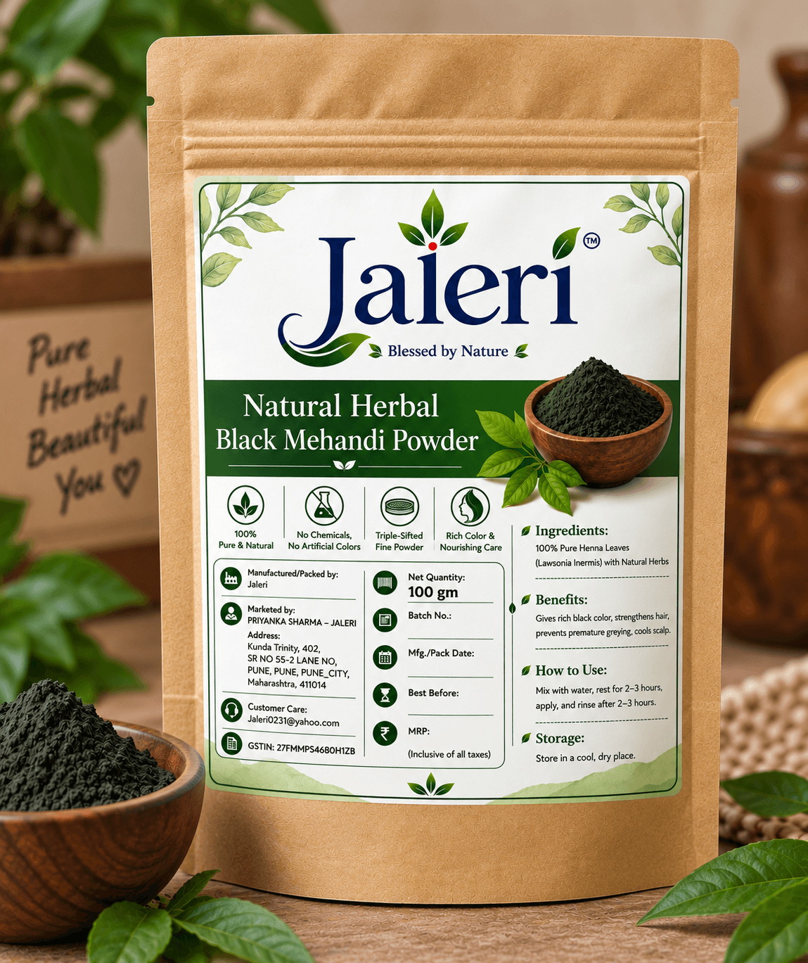Herbal and Pure Black Mehandi Powder